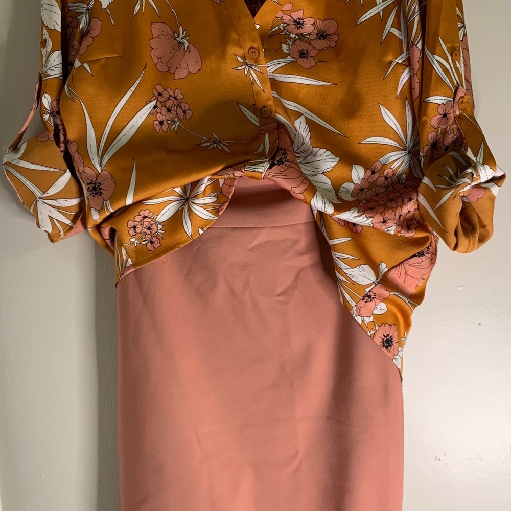 Express peach blush side zip Skirt